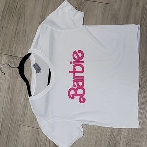 Barbie white and pink crop top